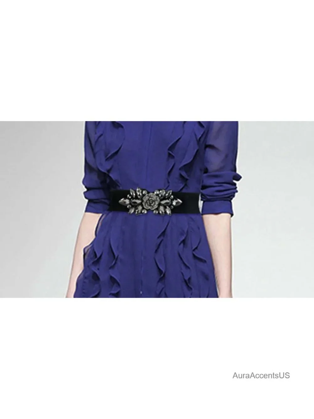 Stretch Rhinestone Wide Belt Elastic Crystal Waist Accessory for Dresses